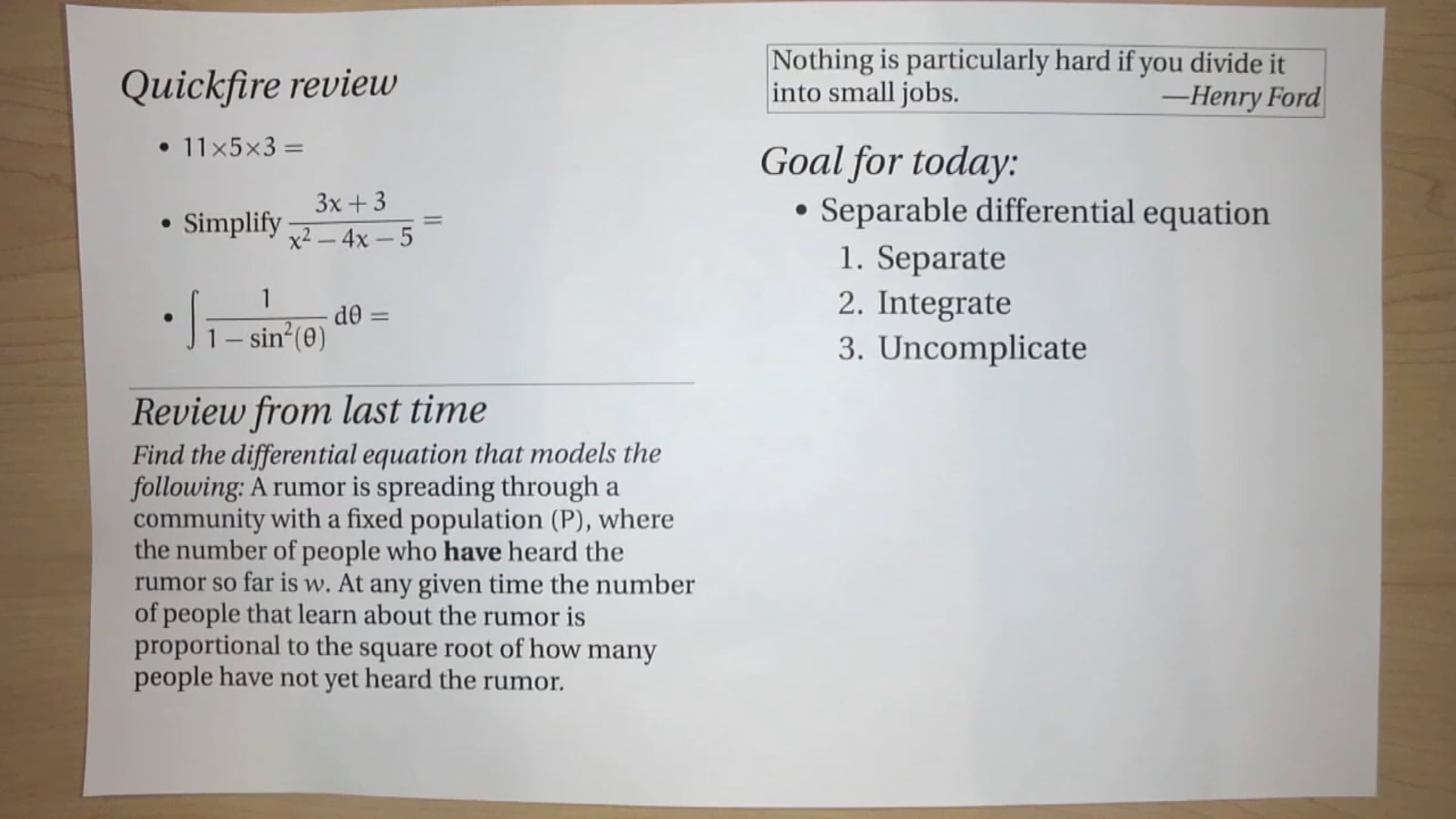 Separable differential equations (Diff. Eq.; Lecture 1-4; Spring 2026 ...