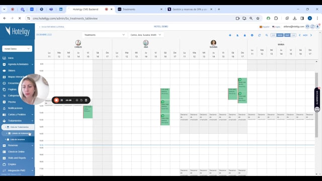 Cómo consultar el listado de tratamientos reservados | Tutorial Hoteligy