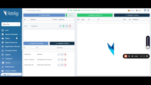 Cómo configurar una carta de tratamientos de spa | Tutorial Hoteligy
