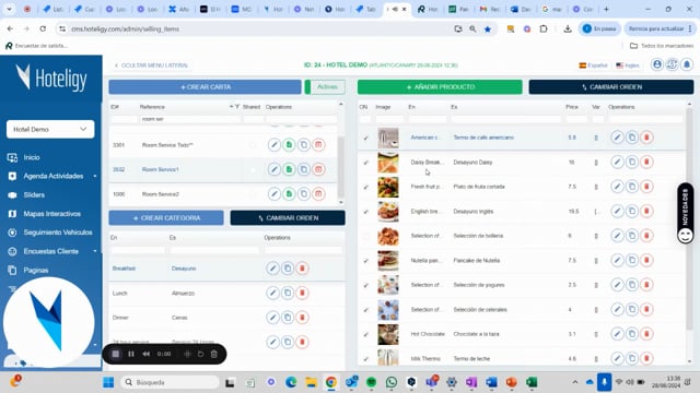 Cómo configurar productos en una carta de pedidos | Tutorial Hoteligy