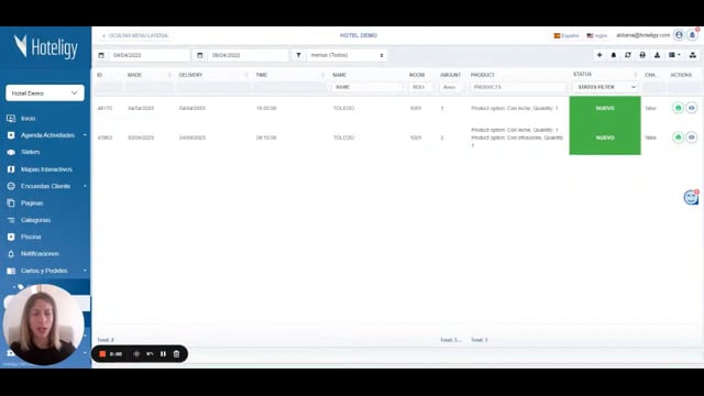 Listado de pedidos, peticiones e incidencias | Tutorial Hoteligy