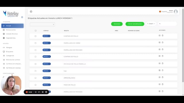 Etiquetas electrónicas buffet: Paso 4 — Cambios de última hora | Tutorial Hoteligy