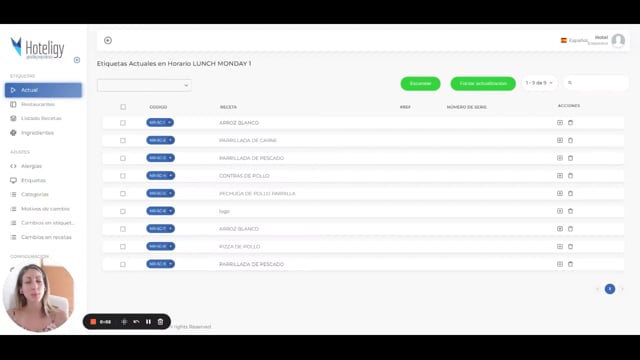 Etiquetas electrónicas buffet: Paso 2 — Gestión de platos y alérgenos | Tutorial Hoteligy