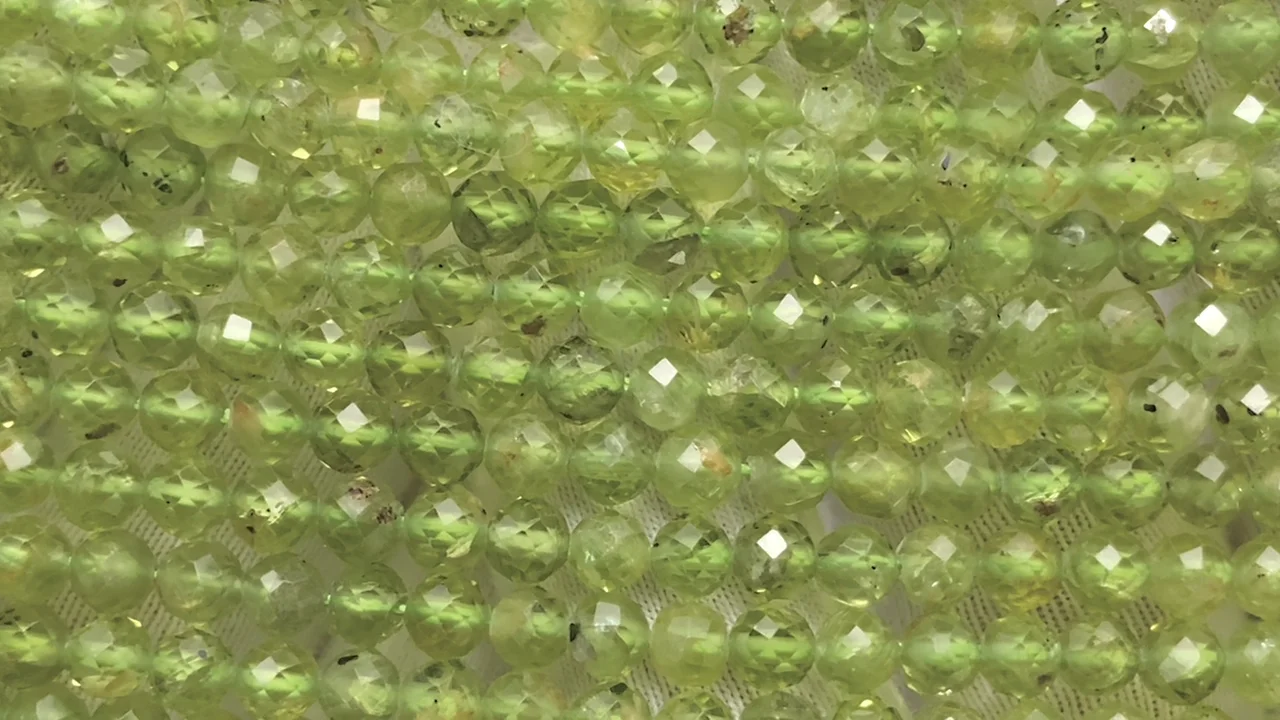ペリドット ラウンドカット4mm 1連｜天然石ビーズの卸問屋・通販