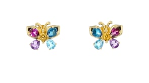 1.20 ct. t.w. Multi-Gemstone Butterfly Earrings in 18kt Gold Over Sterling