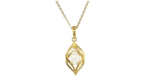 Opal Pendant Necklace with Single White Topaz in 18kt Gold Over Sterling