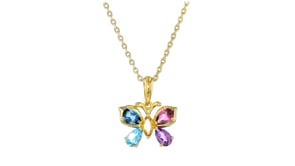 .82 ct. t.w. Multi-Gemstone Butterfly Pendant Necklace in 18kt Gold Over Sterling