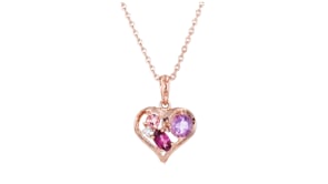 .62 ct. t.w. Multi-Gemstone Heart Pendant Necklace in 18kt Rose Gold Over Sterling