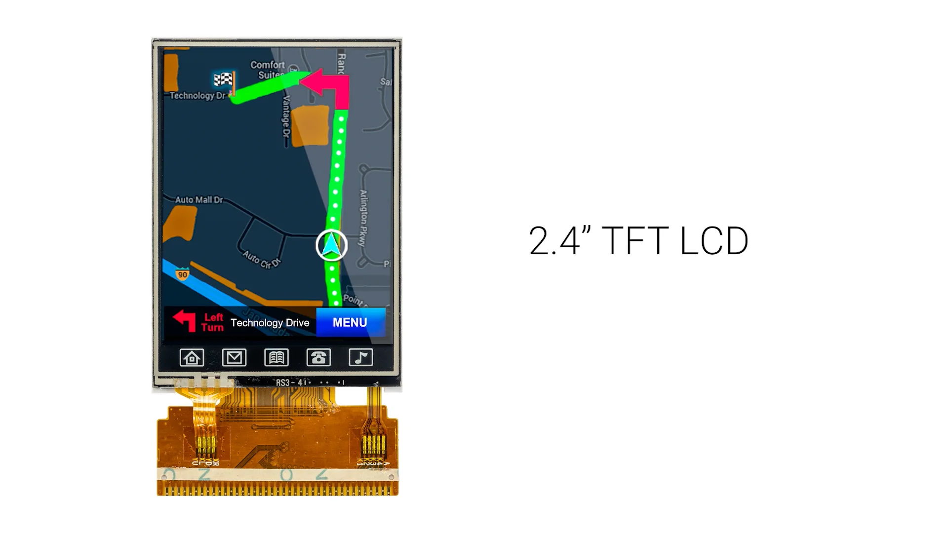 2.4 inch Standard Resistive TFT Display with Screen Printed Icons