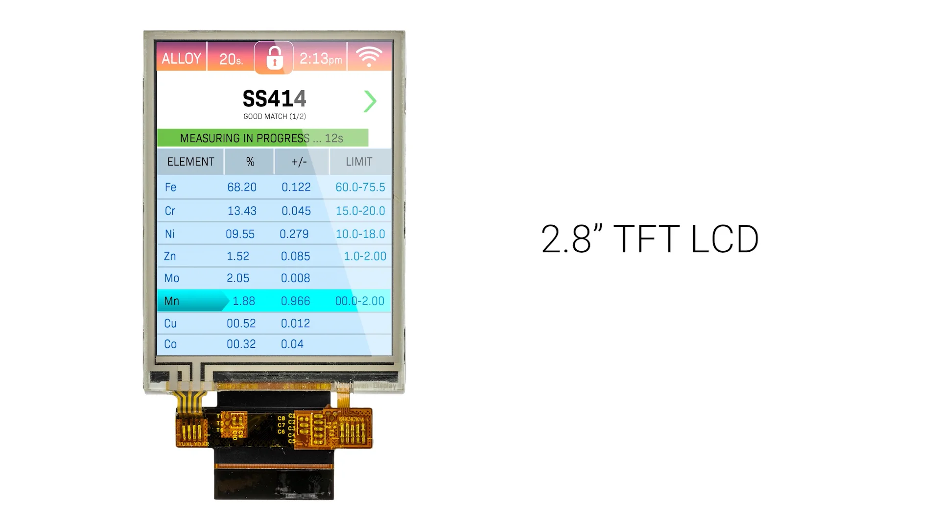 2.8 inch Standard TN LCD TFT with Resistive Touchscreen