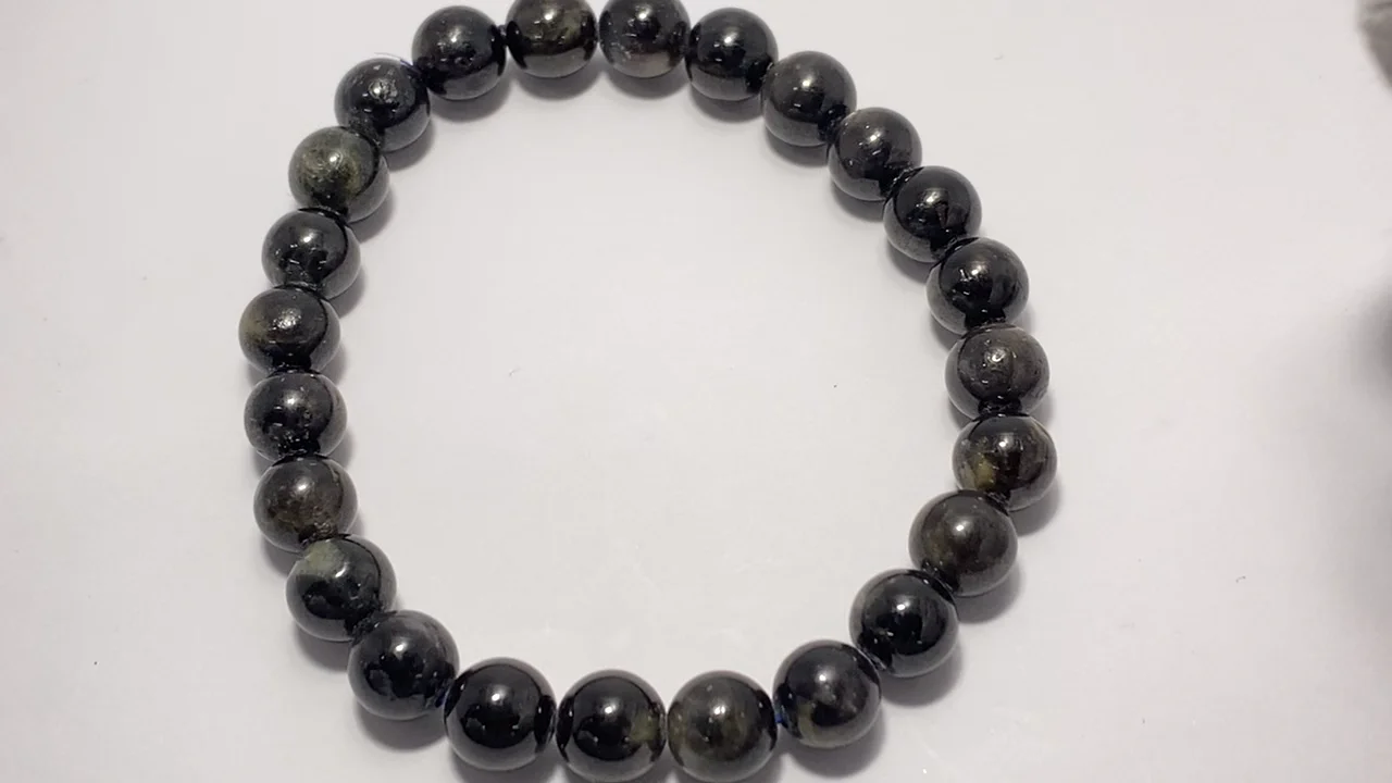 ブラックスターサファイア ラウンド7.5mm 1連(ブレスレット) NO.102【1