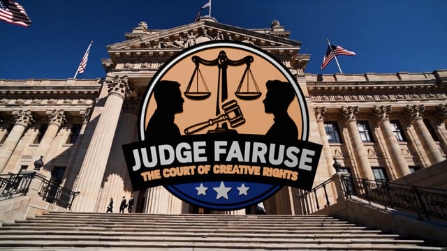 Judge Fairuse: The Court of Creative Rights (AI Copyright Sketch)
