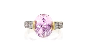 6.50 Carat Kunzite Ring with .35 ct. t.w. Diamonds in 14kt Yellow Gold