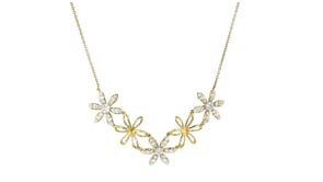 .75 ct. t.w. Diamond Flower Necklace in 18kt Gold Over Sterling
