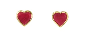 4.20 ct. t.w. Ruby and .30 ct. t.w. Rhodolite Garnet Jewelry Set: Heart and Flower Earrings in 18kt Gold Over Sterling