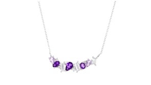 1.10 ct. t.w. Amethyst and .62 ct. t.w. Lab-Grown Diamond Necklace in Sterling Silver