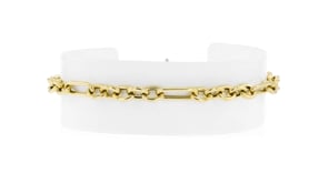 14kt Yellow Gold Alternating Cable and Paper Clip Link Bracelet