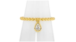 .22 Carat Pear-Shaped Lab-Grown Diamond Charm Beaded Ring in 18kt Gold Over Sterling