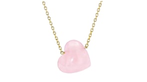 Puffy Birthstone Heart Necklace in 18kt Gold Over Sterling