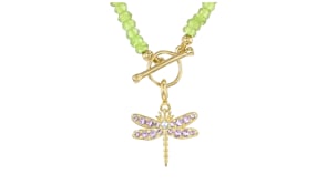 .30 ct. t.w. Amethyst Dragonfly Charm with Single Swiss Blue Topaz in 18kt Gold Over Sterling