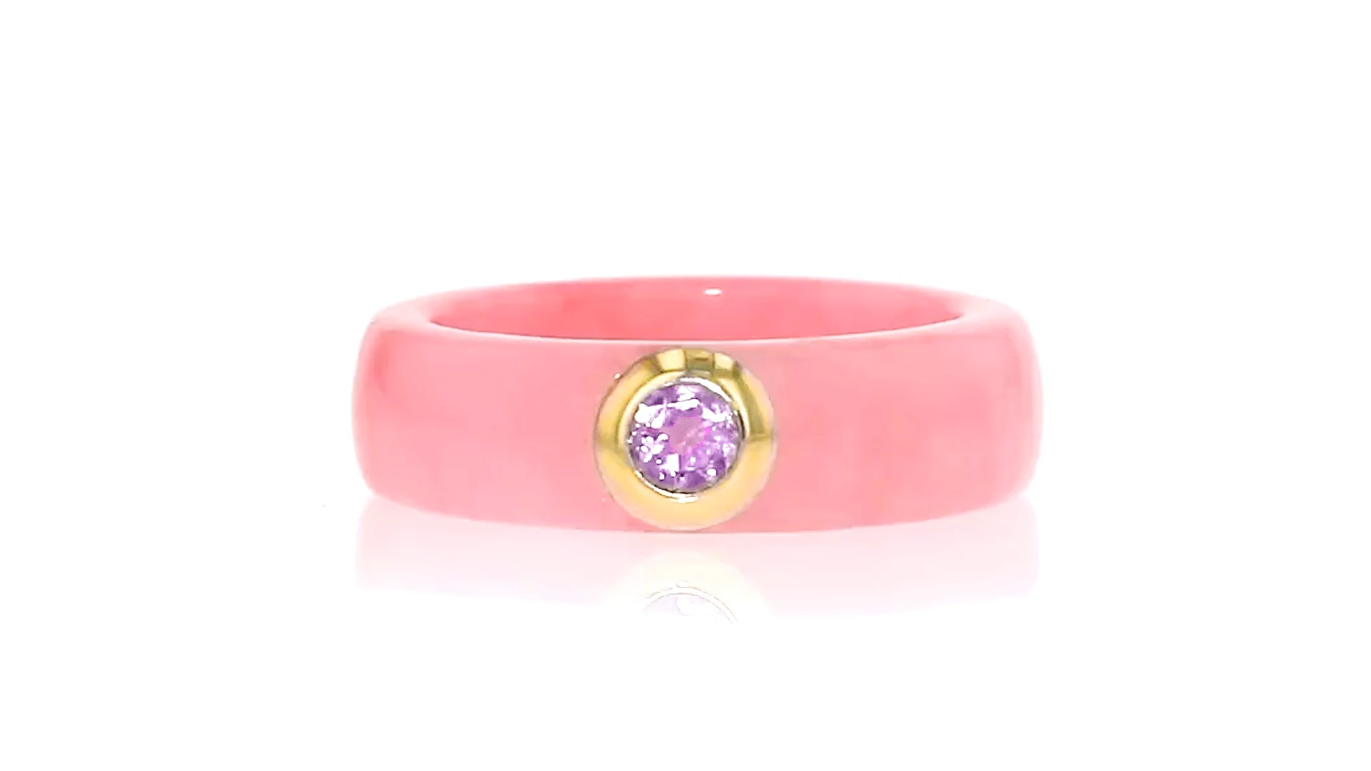 Pink Jade and .20 Carat Amethyst Ring with 14kt Yellow Gold | Ross