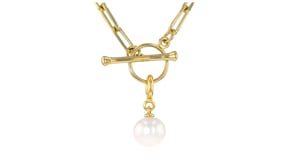 8-8.5mm Cultured Pearl Charm in 18kt Gold Over Sterling