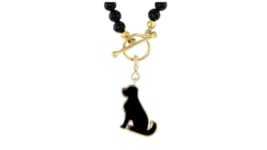 Onyx Dog Charm in 18kt Gold Over Sterling
