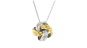 Italian Sterling Silver and 18kt Gold Over Sterling Love Knot Necklace