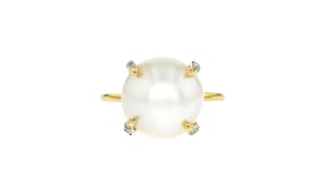 12-12.5mm Cultured Mabe Pearl and .10 ct. t.w. Diamond Ring in 14kt Yellow Gold
