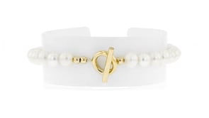 5.5-6mm Cultured Pearl Toggle Bracelet in 14kt Yellow Gold