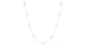8-8.5mm Cultured Pearl Station Necklace in 14kt Yellow Gold