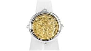 Italian Two-Tone Sterling Silver Replica Florin Coin Ring