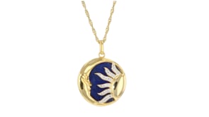 Lapis Celestial Pendant Necklace with .60 ct. t.w. White Topaz in 18kt Gold Over Sterling