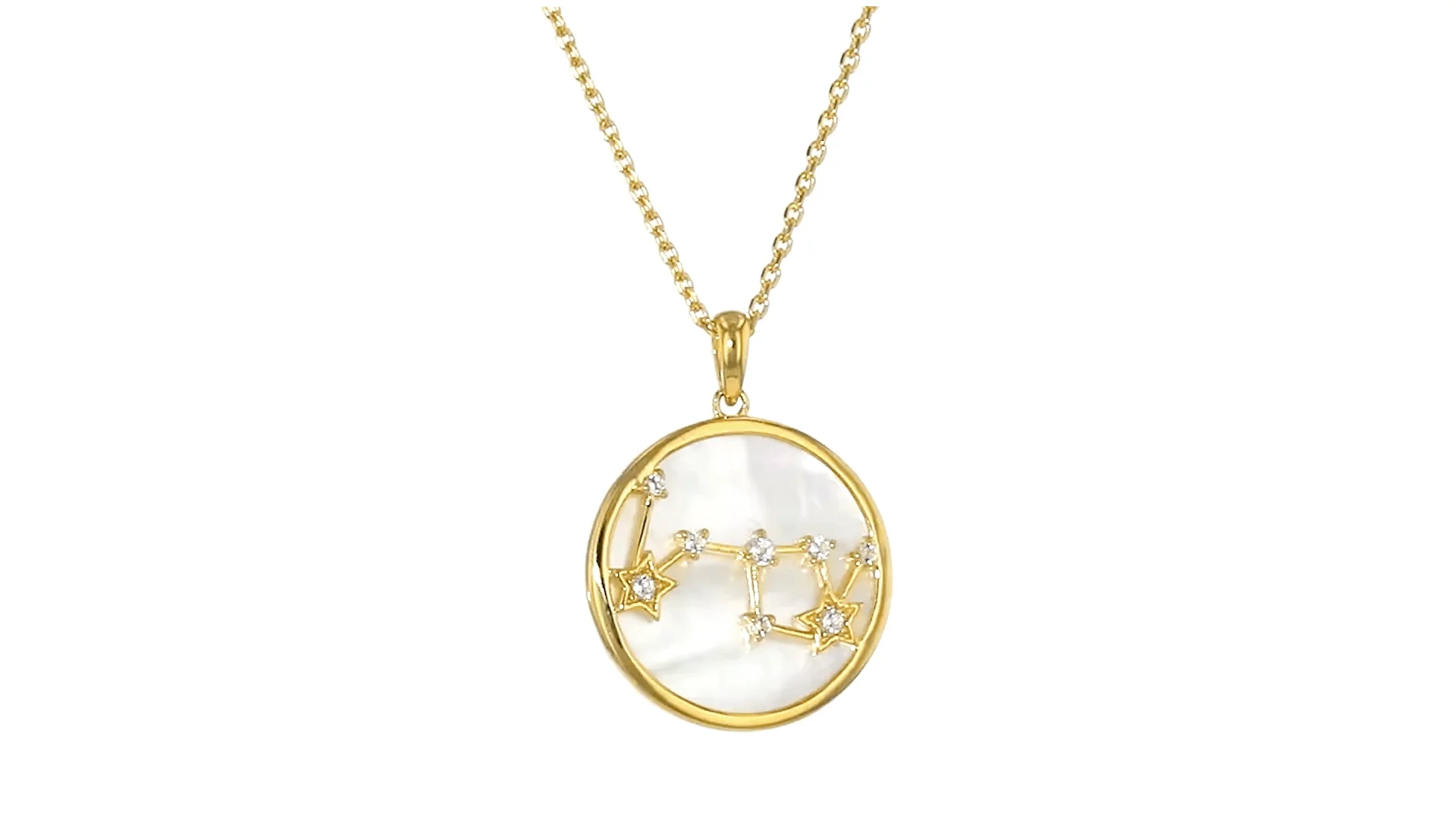 Mother-of-Pearl Zodiac Constellation Pendant Necklace with White