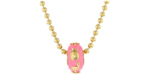 Pink Jade Tropical Bead Charm in 18kt Gold Over Sterling