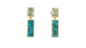 Turquoise and 2.40 ct. t.w. Sky Blue Topaz Drop Earrings in 18kt Gold Over Sterling