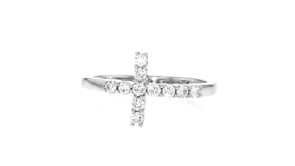.33 ct. t.w. Lab-Grown Diamond Sideways Cross Ring in Sterling Silver