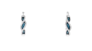 .15 ct. t.w. White and Blue Diamond Twisted Hoop Earrings in Sterling Silver