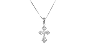 .10 ct. t.w. Diamond Cross Pendant Necklace in Sterling Silver