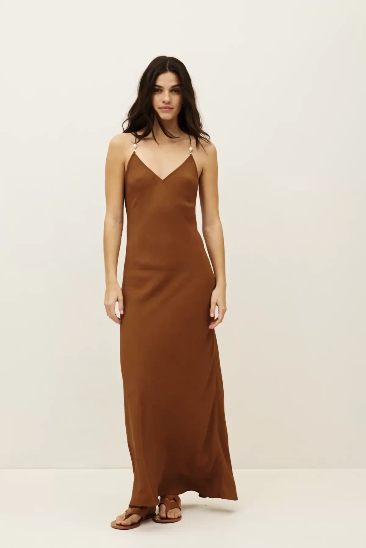 Fluid Viscose Backless Dress Hany Brown // ba&sh US