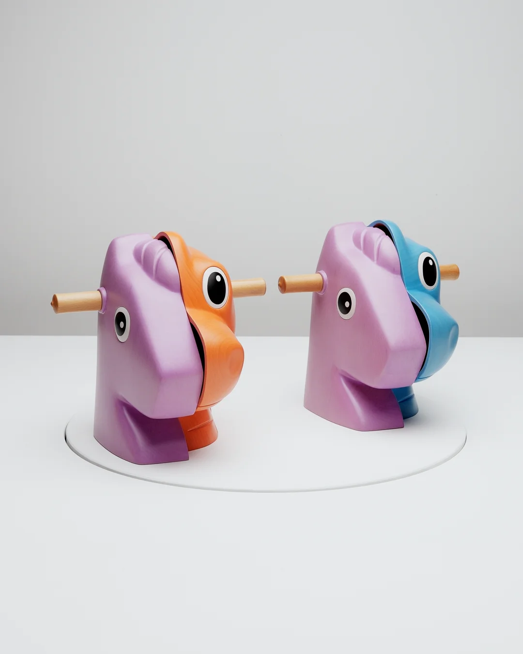 Split-Rocker (Wood) Pink/Blue & Split-Rocker (Wood) Pink/Orange by
