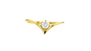 .15 Carat Lab-Grown Diamond Chevron Ring in 18kt Gold Over Sterling