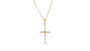 .15 ct. t.w. Lab-Grown Diamond Cross Pendant Necklace in 18kt Gold Over Sterling