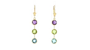 5.20 ct. t.w. Bezel-Set Multi-Gemstone Drop Earrings in 14kt Yellow Gold
