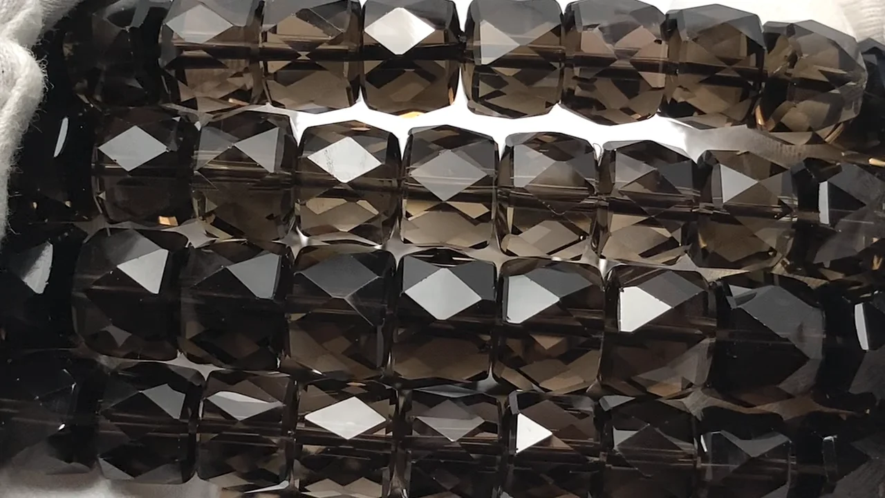 スモーキークォーツ ボタンカット10×10×7mm 1連（ブレス）｜天然石
