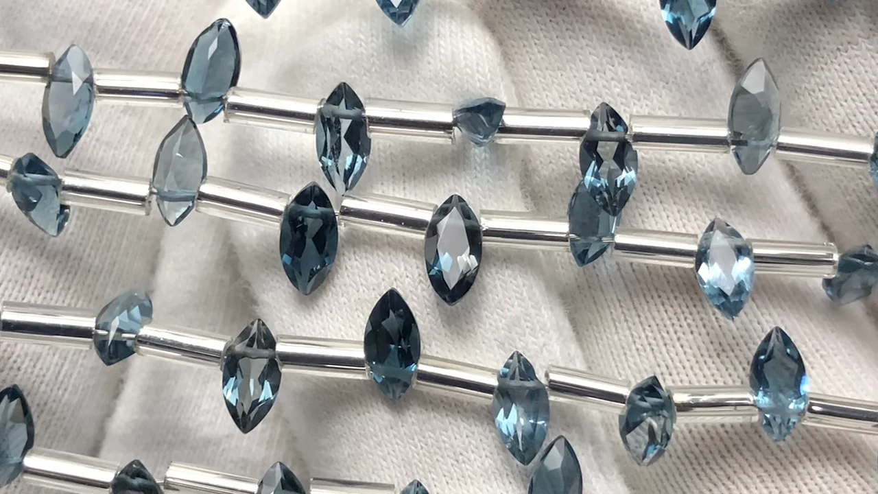 宝石質ロンドンブルートパーズ AAA マーキス ファセットカット6×3mm 半