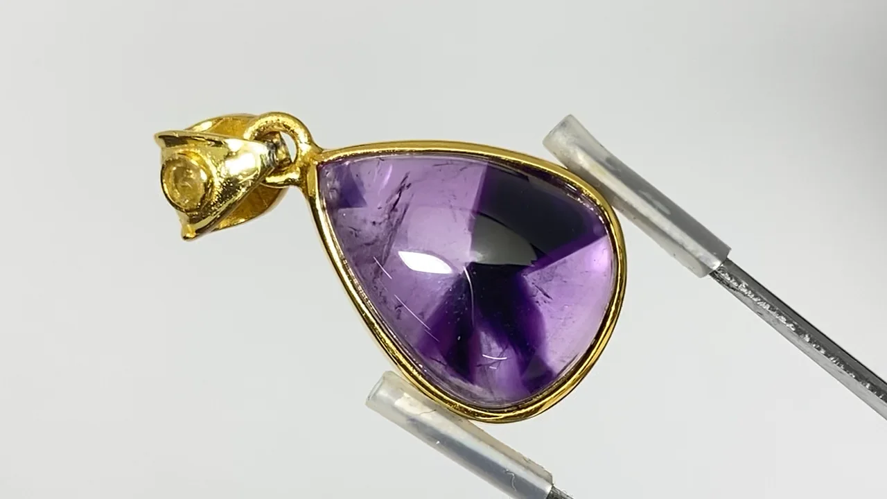 動画】【1点もの】ファントムアメジスト モルダバイト付きペンダント