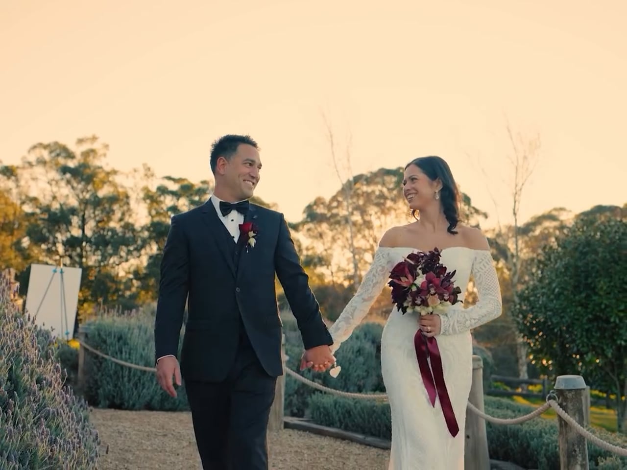 Wedding film still of Maggie and Sean at ForestEdge Gembrook, Victoria