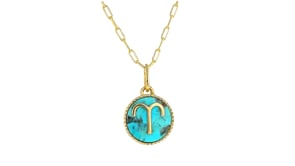Turquoise Zodiac Pendant Necklace in 18kt Gold Over Sterling