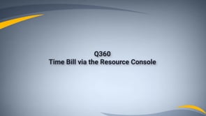 Time Bill via the Resource Console